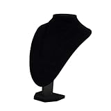MERIGLARE Soporte de Exhibición de Busto de Madera Y Terciopelo Negro para Collares, Gargantillas Y Colgantes, 22x16x13cm