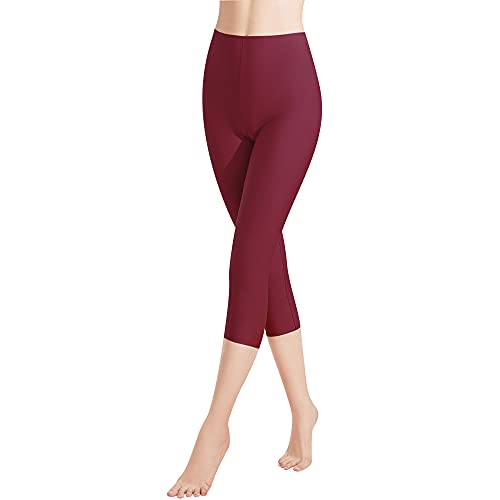 Libella 1er Pack Damen Leggings 3/4 Hose aus Baumwolle Capri-Hose mit Hohe Taille bunt Slim Fit Fitnesshose Mehrfarbig 4161 Wein L