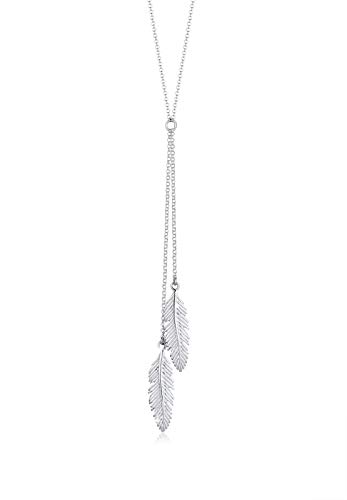 Collier Y Plume en Argent 925 par Elli : bijou ras de cou élégant pour femme