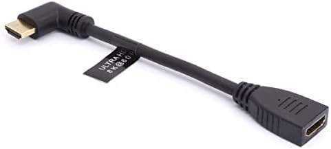 Przedłużacz HDMI 8K, krótki HDMI 2.1 męski na żeński kabel kątowy 90 stopni, wysoka prędkość 48 Gb/s, adapter przedłużający obsługuje 8K przy 60 Hz, 4K przy 120 Hz, dynamiczny HDR, 3D