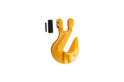 Indusco 47400186 Grade 80 Drop Forged Alloy Steel Clevis Grab Hook with Cradle, Painted Finish, 1/2" Trade, 12000 lbs Working Load Limit, Yellow