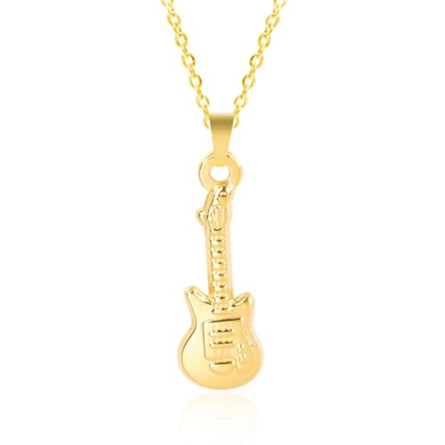 Chaine tendance avec pendentif de guitare tricolore, le cadeau idéal pour musicien