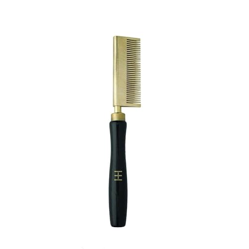 Hot & Hotter Thermal Straightening Comb - Medium Curved Teeth (Model 5503) - Gold Ceramic Coated Pressing Comb for Stove Top - Professional High Heat Hair Straightener for Coarse & Natural Hair