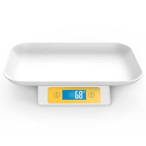 Digital Pet Scale for Puppy and Cats, Puppy Whelping Supplies Scale, Weigh Capacity 33 lbs (±0.03oz), Removable Tray Size 13.4 x 9.5 Inch, A Pet Scale for Adult Cats and Small Animals (Yellow)