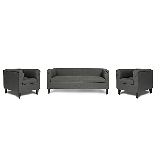 Image of Wakefit Sofa Set | 3 Year Warranty | Sofa 5 Seater, 5 Seater Sofa for Living Room, Wooden Sofa Set, Sofa Set 3+1+1 Seater - Miami(Tahoe : Ash Grey)