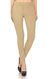 Women's High Waist Pull-On Skinny Super Stretchy Jeggings & Capris Regular & Plus Size (XL, Khaki-Beige)