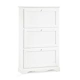  milani home - Scarpiera 79x30x130 Bianca Per Interno Ingresso Arte Povera Massello Colore: Bianco