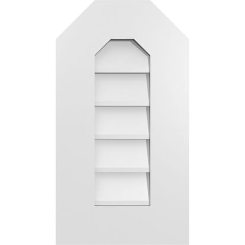 Ekena Millwork GVPOT12X2201SN Octagonal Top Surface Mount PVC Gable Vent, 12 W Inch x 22 H Inch, Factory Primed White