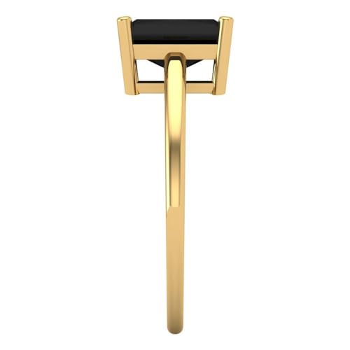 2 tcw Emerald Cut Engagement Ring for Women, 14K Solid Gold, Yellow Gold, Solitaire Natural Onyx Bridal Anniversary Promise Ring3