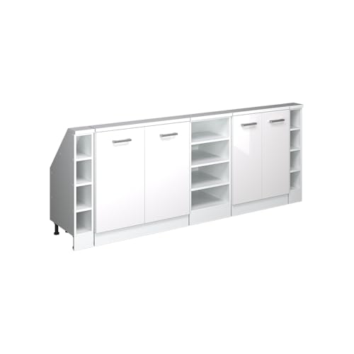 Vicco Ensembles de Meuble de Rangement sous Pente Rion, Blanc Brillant/Blanc, Lot de 5, adapté au Rangement Peu encombrant sous Les toits en Pente