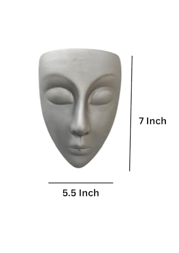 Image of Ceramic Lady Face Wall Hanging Planter | 17.5 x 13.5 cm Abstract Face Vase for Indoor Wall, Living Room, Balcony & Home Decor (Grey)