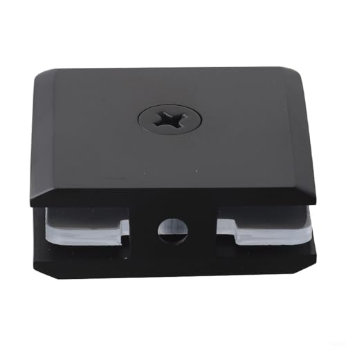 Besttoolifes Abrazadera en U de latón para paneles de vidrio templado de 8 a 12 mm, herrajes cuadrados para puerta de baño y mampara de ducha con capacidad de carga mejorada (color negro)