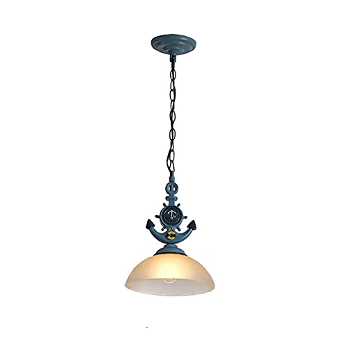 Suspension industrielle E27 luminaire vintage en verre bleu pour décoration chambre et balcon