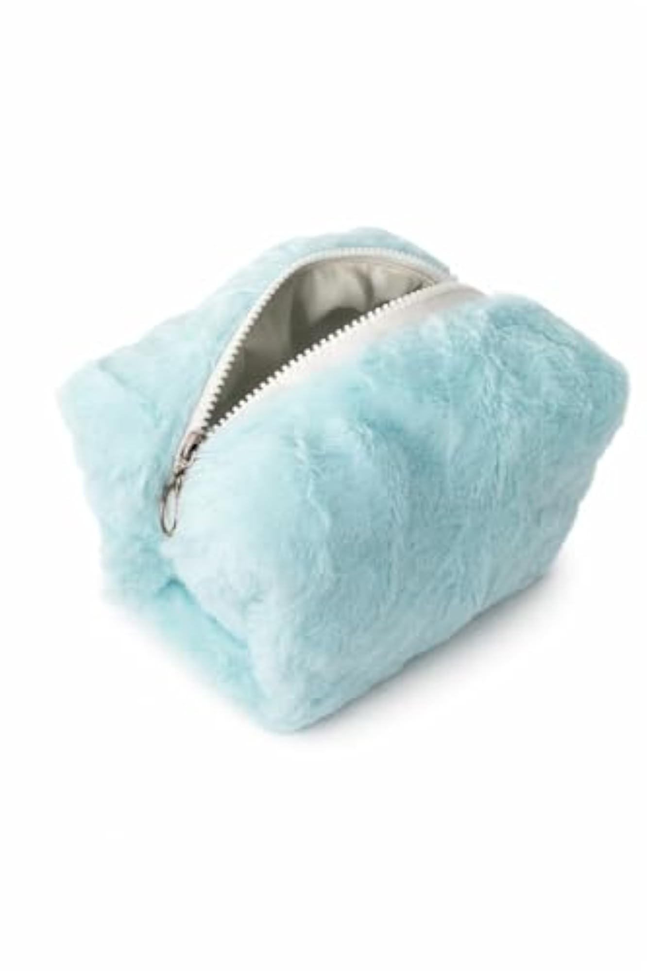 Amora Blueberry Beauty Case, Faux Fur Cosmetic Bag