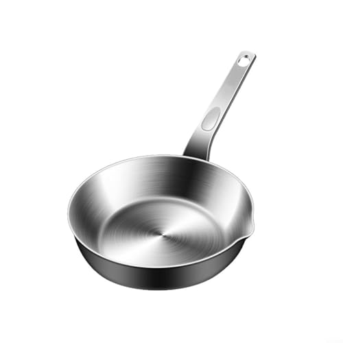 Gettimore Sartén para huevos de acero inoxidable 316, mini sartén antiadherente con boquilla para cocinar huevos, calentador de mantequilla, fácil almacenamiento para cocina, hornear, camping (S)