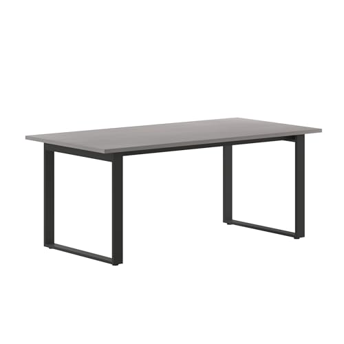 Flash Furniture Redmond Conference Table with U-Frame Base, Commercial Water and Scratch Resistant Laminate Finish, PVC Edge, Heavy Duty Steel Frame, 72x36, Gray Oak