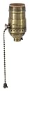 B&P Lamp® Brass Pull Chain Socket, Antique Brass Finish, Pull Chain, On/Off Function, Uno Thread She