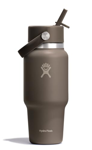 Hydro Flask Travel Water Bottle - Insulated Stainless Steel - Wide Straw Lid, Non Spill, Leakproof in 24 Oz Sandpiper