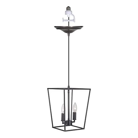 Worth Home Products Instant Pendant Light - Brushed Bronze 2-Light Lantern - 4”-6” Recessed Light Conversion Kit to Screw-in Pendants Cover