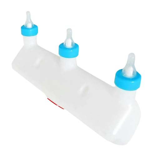 Alimentador de leche con 3 tetinas para animales, comedero de leche para pequeños animales, botella de leche de cabra con 3 tetinas, comedero de goma para animales, comedero de leche con 3 camisetas