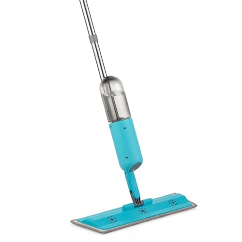 Orange Donkey Tergicristallo con funzione di spruzzo, serbatoio dell'acqua, colore blu, girevole a 360 gradi, mocio in microfibra lavabile, 120 x 39 x 12,5 cm, adatto per tutti i pavimenti