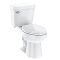 Senfot Two-Piece Toilet 19” Elongated, Press-Flush Elongated Split Toilet with Under-Locking Lid, Toilets for Bathrooms Comfort, Powerful Flushing American Standard Toilet, White