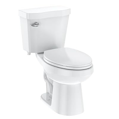 Two Piece Toilet for Bathrooms 19 Inch Elongated, Side Flush Ceramic Toilet with Soft Close Seat, Comfortable Height Toilet for Modern Home
