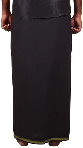 PRAKASAM COTTON Men's Welcro Pocket Dhoti. 46 Black