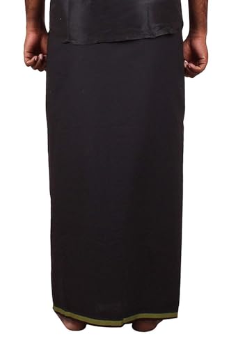 PRAKASAM COTTON Men's Welcro Pocket Dhoti. 46 Black