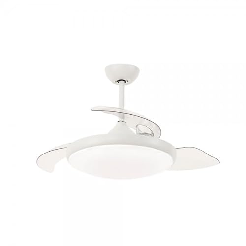 Bilake Ventilador de Techo Siroco 36-24W, con luz LED, aspas retractiles Plegables, Motor DC silencioso, Color Blanco Mate