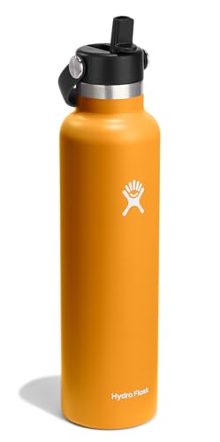 Image of Hydro Flask Water Bottle - Insulated Stainless Steel - Straw Lid, Non Spill, Leakproof 24 Oz Fossil Brown