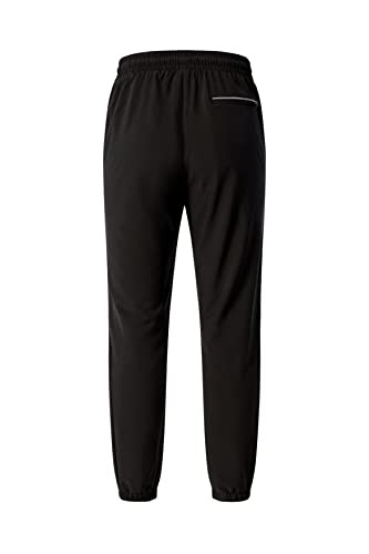 Men's Lightweight Track Pants Quick Dry Joggers Hiking Pants With Zipper Pockets(Black-3Xl) #TOP1
