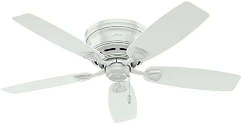 Hunter Fan Company, 53119, 48 inch Sea Wind White Low Profile Indoor / Outdoor Ceiling Fan and Pull Chain