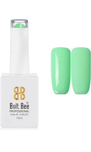 Image of Bolt Bee Mint Glow Green Color Gel Nail Polish Soak Off UV Gel DIY at Home 15ML Manicure Salon Nail Art