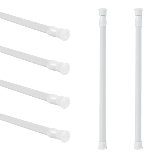 Minnhua 6 Piezas Barra De Cortina Ajustable 30-50CM De Plástico Autoadhesiva Extensible Con 8 Ganchos para Ventanas, Puertas y Armarios