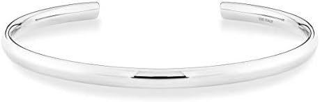 Miabella 925 Sterling Silver or 18Kt Yellow Gold Over Silver Italian Adjustable 4mm Open Cuff Polished Bangle Bracelet for Women 7.25-7.5 Inch, Made in Italy (Sterling-Silver)