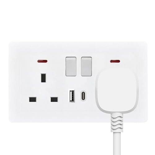 Dopsyesn Enchufes de Pared, Alargador de Enchufes, Adaptador Doble con 2 Puertos USB Cargador para Hogar Dormitorio Baño Cocina Exterior