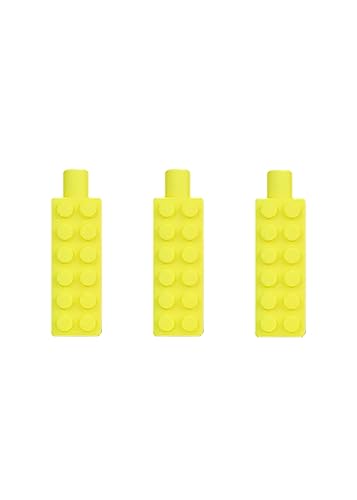 3点セット 噛む ペン 鉛筆 キャップ 噛み癖 鉛筆トッパーセット えんぴつキャップ 自閉症 噛むおもちゃ 知覚 男の子 女の子 口腔モーター必要 (イエロー)