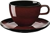 ASA Kaffeetasse mit Unterer, rusty red KOLIBRI 0,25 l. 25513250 ! Vorteilsset beinhaltet 12 x den genannten Artikel und Set mit 4 EKM Living Edelstahl Strohhalme