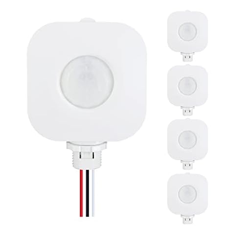 ECOELER Ceiling Occupancy Motion Sensor Switch, High Bay Fixture Mount 360° Ceiling Automatic Light Switch, 120/277VAC, UL, FCC Approved Passive Infrared Sensor, Neutral Wire Required, Pack of 5 Cover
