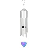 Niubili Personalized Memorial Wind Chimes Outdoor, 35 Inch Large Metal Wind Chimes Deep Tone with 6 Metal Tubes for Garden Balcony Patio and Home Decor Sliver