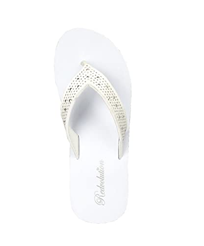 Image of REDVOLUTION New Women's Rhinestone Sandals Platform T-Strap Jewel Sandals High Wedge Flip Flops