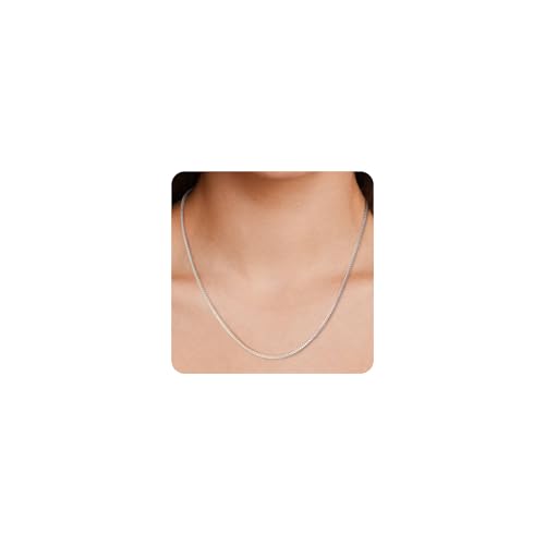 VEEDOFA 925 Sterling Silver Chains for Women Girls Hypoallergenic Box Necklace Chain Lightweight Long Necklaces for Women 2mm Thin Sterling Silver Chains for Pendent Jewellery for Gifts