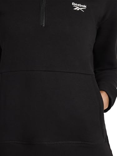 Reebok Women’s Classic Half-Zip Sweatshirt, Standard Fit, Midweight Cotton-Poly Fleece Fabric, Black, X-Large - image 5