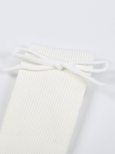 Choomomo Little Girls Knee High Socks with Bow Knit Soft Breathable Dress Socks Kids Cotton Stockings4