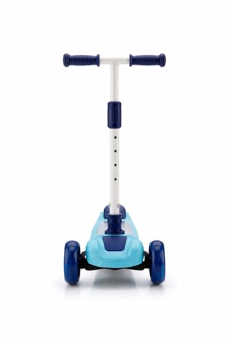 Image of Foldable Kick Skating Cycle LED Wheels | Kids 3 Wheel Kick Scooter with Adjustable Handlebar & Hight, Front Brake, Bell and Printed Deck | Skate Scooter for Kids Age 2-12 Years (White)