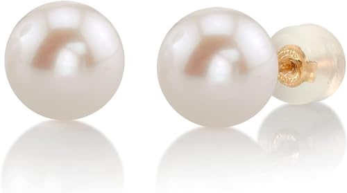 18K AAA Cultured Pearl Earrings for Women in 18K Yellow Gold, Sizes 6 to 8 mm