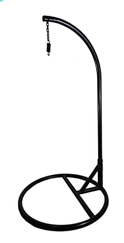 Image of Single Seater Swing Chair with Stand for Home & Cushion & Hook Outdoor Indoor | Balcony |Garden |Living Room |Garden | Patio | Home Improvement|(Swing Black with Cushion White)