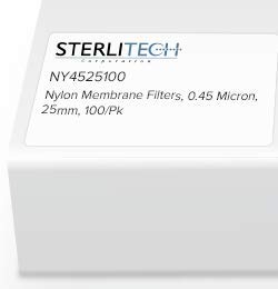Sterlitech Nylon Membrane Filter, 0.45 Micron Pore Size, 25mm Diameter, 100/pk, NY4525100