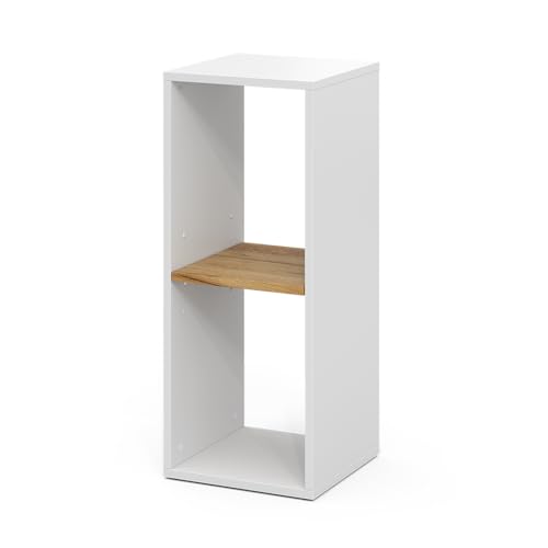 Vicco Bücherregal Tomy, Weiß/Goldkraft Eiche, 30 x 74 cm mit 2...